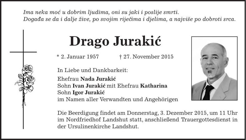 Traueranzeige Drago Juraki¿c