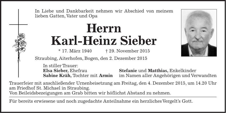 Traueranzeige Karl-Heinz Sieber