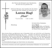 Traueranzeige Lorenz "Flori" Hagl