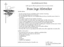 Traueranzeige Inge Hirtreiter