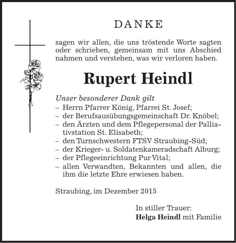Traueranzeige Rupert Heindl