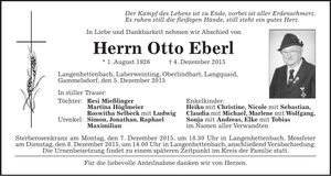 Traueranzeige Otto Eberl