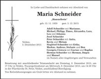 Traueranzeige Maria Schneider