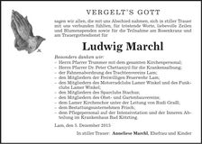 Traueranzeige Ludwig Marchl