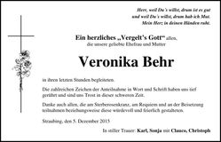 Traueranzeige Veronika Behr