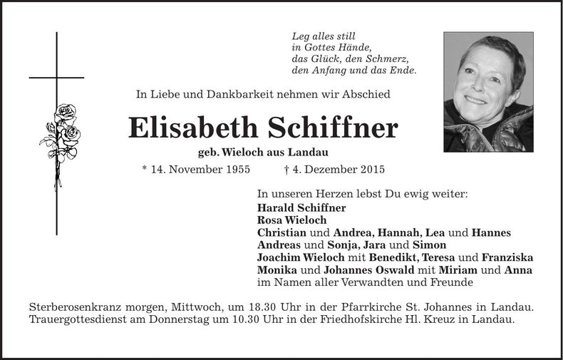 Traueranzeige Elisabeth Schiffner