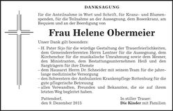 Traueranzeige Helene Obermeier