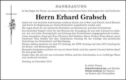 Traueranzeige Erhard Grabsch