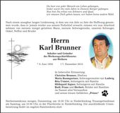 Traueranzeige Karl Brunner