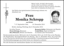 Traueranzeige Monika Schropp