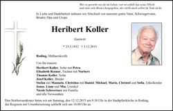 Traueranzeige Heribert Koller