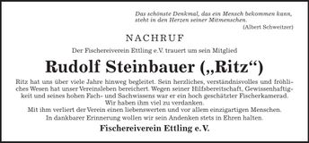Traueranzeige Rudolf Steinbauer