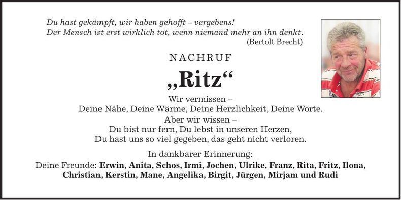 Traueranzeige Rudolf Steinbauer