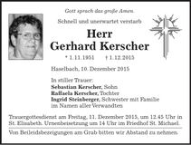 Traueranzeige Gerhard Kerscher
