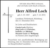 Traueranzeige Alfred Loch