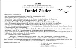 Traueranzeige Daniel Zistler