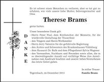 Traueranzeige Therese Brams