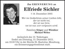 Traueranzeige Elfriede Sichler