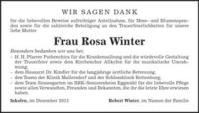 Traueranzeige Rosa Winter