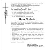 Traueranzeige Hans Nothaft