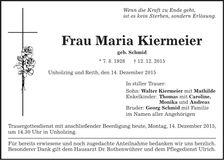 Traueranzeige Maria Kiermeier