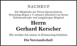 Traueranzeige Gerhard Kerscher