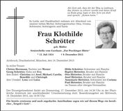 Traueranzeige Klothilde Schrötter