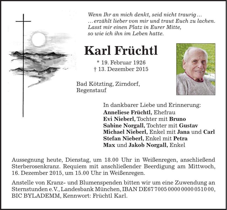 Traueranzeige Karl Früchtl