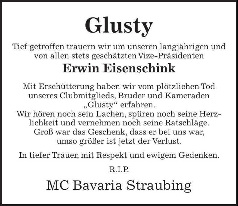 Traueranzeige Erwin Eisenschink