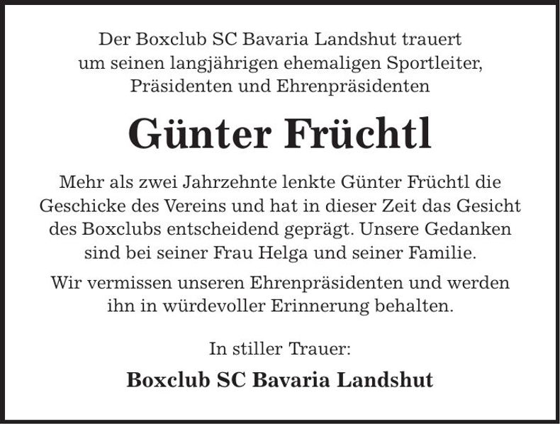 Traueranzeige Günther Früchtl