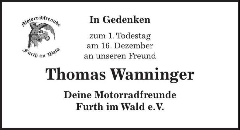 Traueranzeige Thomas Wanninger