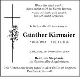 Traueranzeige Günther Kirmaier