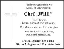 Traueranzeige Wilhelm Linzmeier