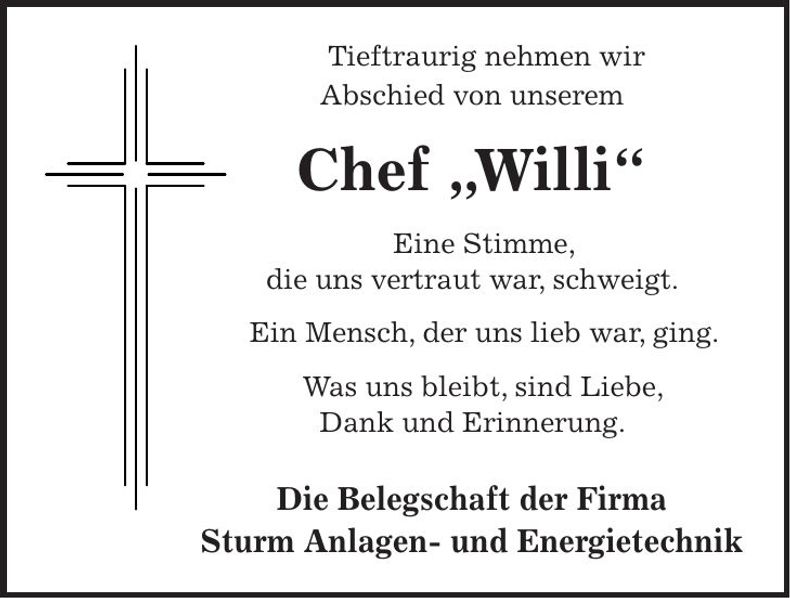 Traueranzeige Wilhelm Linzmeier