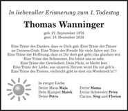 Traueranzeige Thomas Wanninger