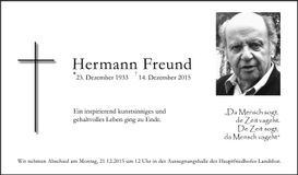 Traueranzeige Hermann Freund