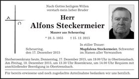 Traueranzeige Alfons Steckermeier