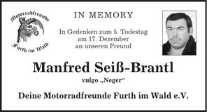Traueranzeige Manfred Seiß-Brantl