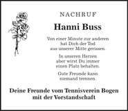 Traueranzeige Hanni Buss