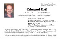 Traueranzeige Edmund Ertl