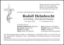 Traueranzeige Rudolf Helmbrecht
