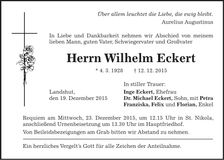 Traueranzeige Wilhelm Eckert
