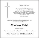 Traueranzeige Markus Bösl