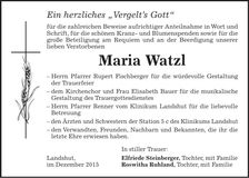 Traueranzeige Maria Watzl