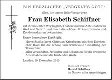 Traueranzeige Elisabeth Schiffner