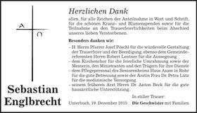 Traueranzeige Sebastian Englbrecht