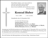 Traueranzeige Konrad Huber
