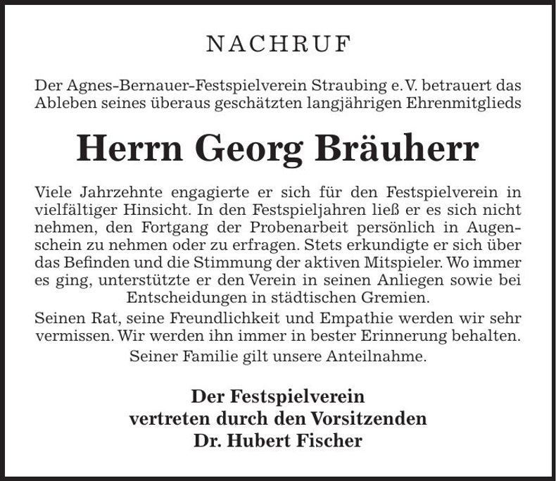 Traueranzeige Georg Bräuherr