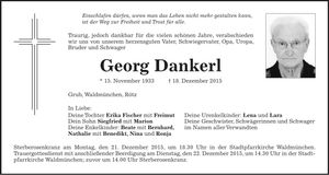 Traueranzeige Georg Dankerl