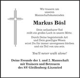 Traueranzeige Markus Bösl